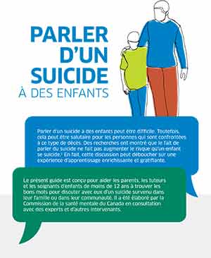 Guide "Parler aux enfants d’un suicide", Commission de la santé mentale du Canada (2021).